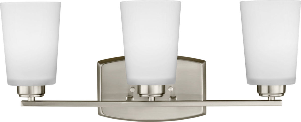 Generation Lighting Franport 3 light brushed nickel bath vanity wall light