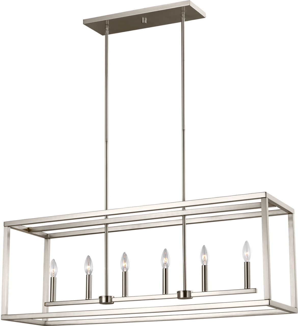 Generation Lighting Moffet Street 6 light brushed nickel linear pendant ceiling light