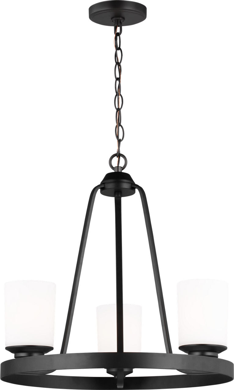 Generation Lighting Kemal 3 light chandelier in midnight black