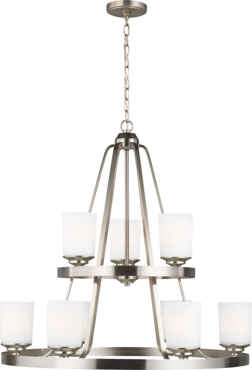 Generation Lighting 3130709-962 Kemal 9 Light Brushed Nickel Chandelier Ceiling Light