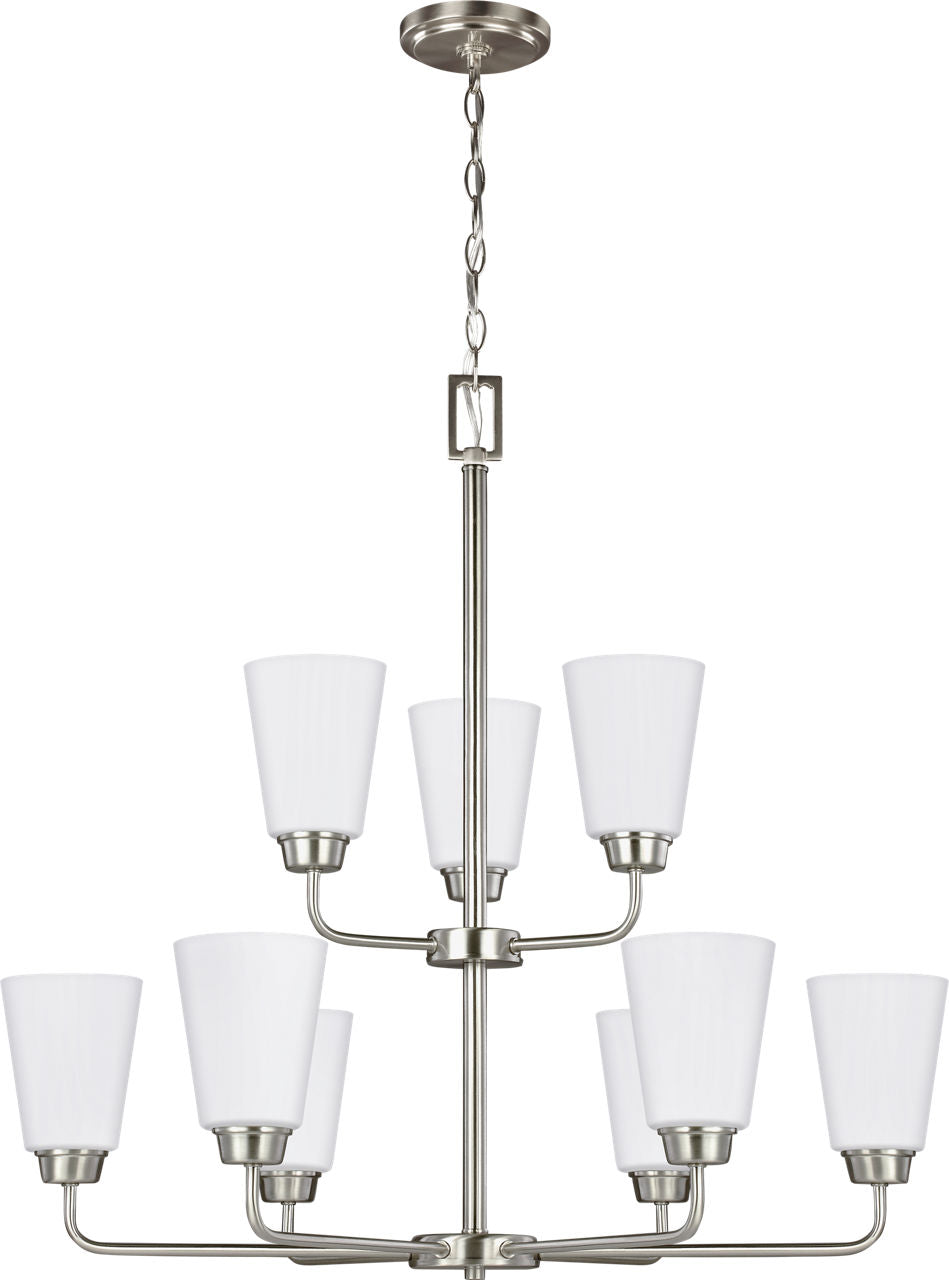 Generation Lighting Kerrville 9 light brushed nickel chandelier ceiling light