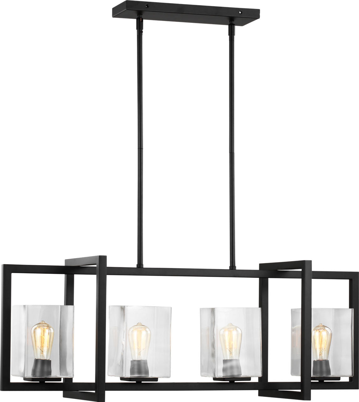 Generation Lighting Mitte 4 light black linear chandelier ceiling light