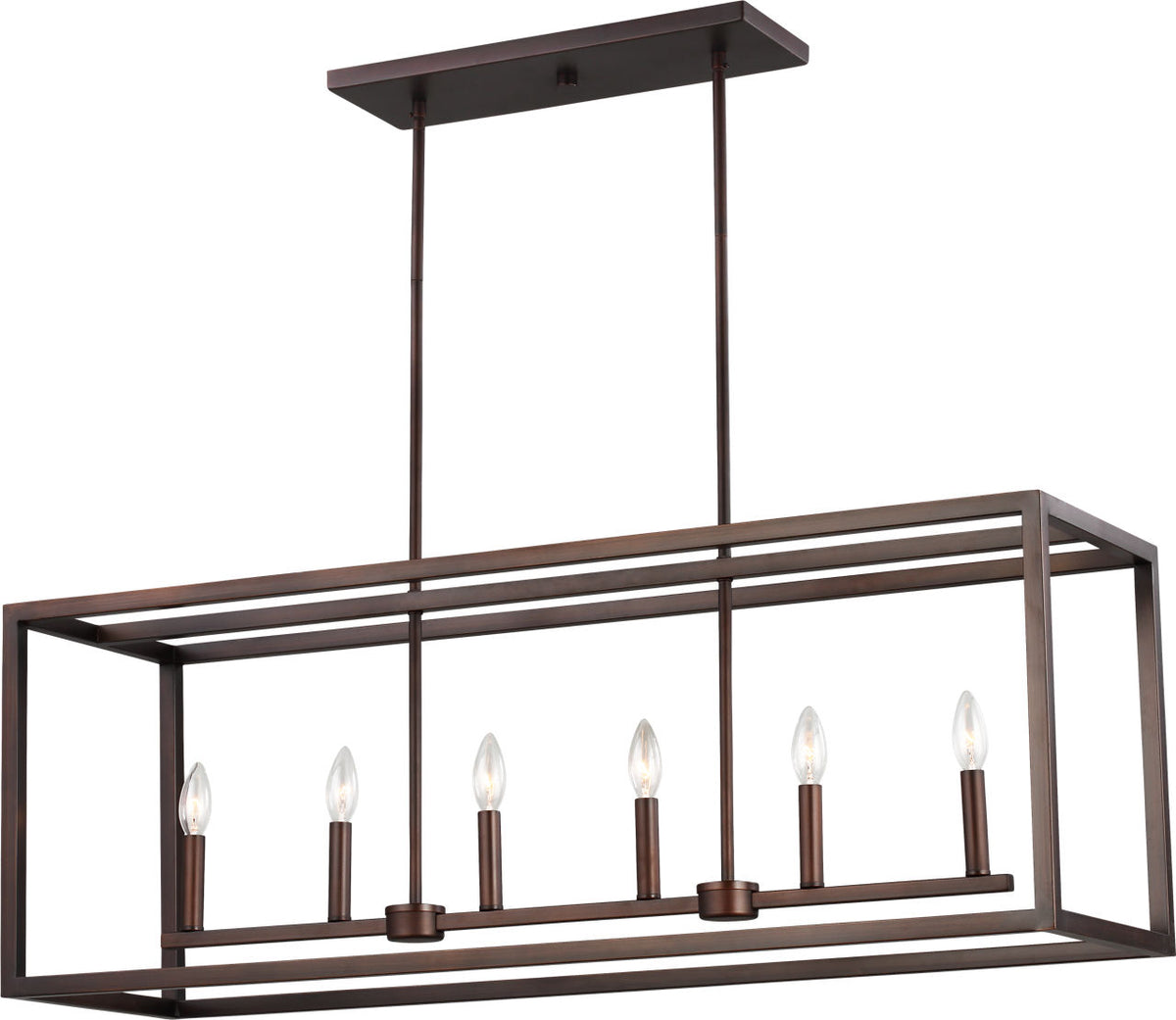 Generation Lighting Moffet Street 6 light bronze linear pendant ceiling light