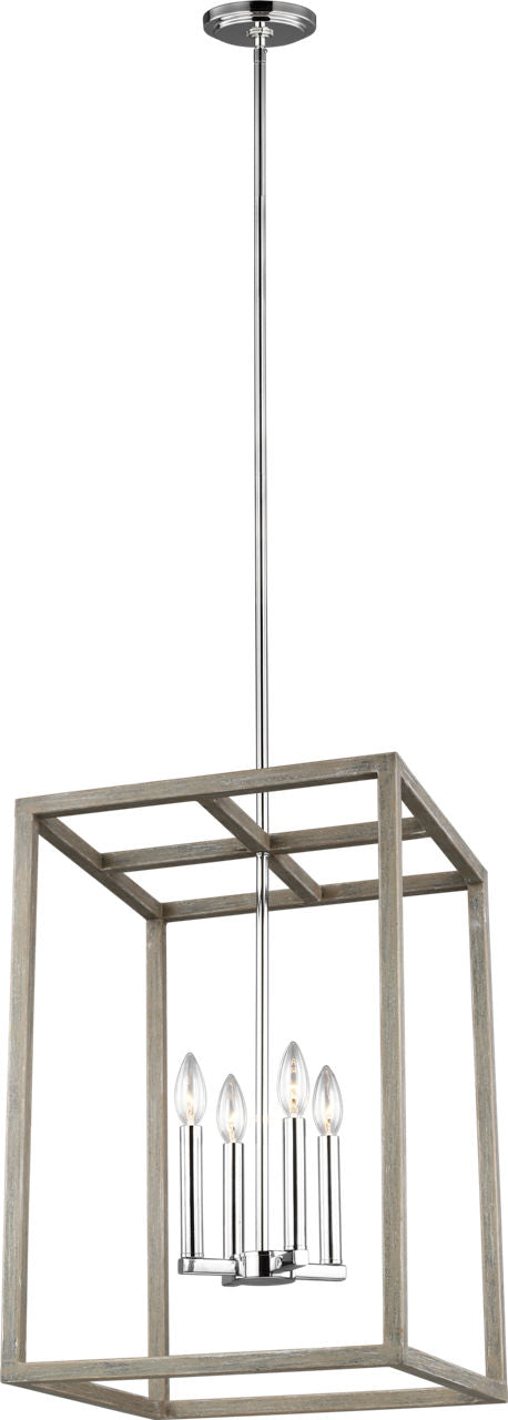 Generation Lighting Moffet Street 4 light washed pine lantern ceiling light