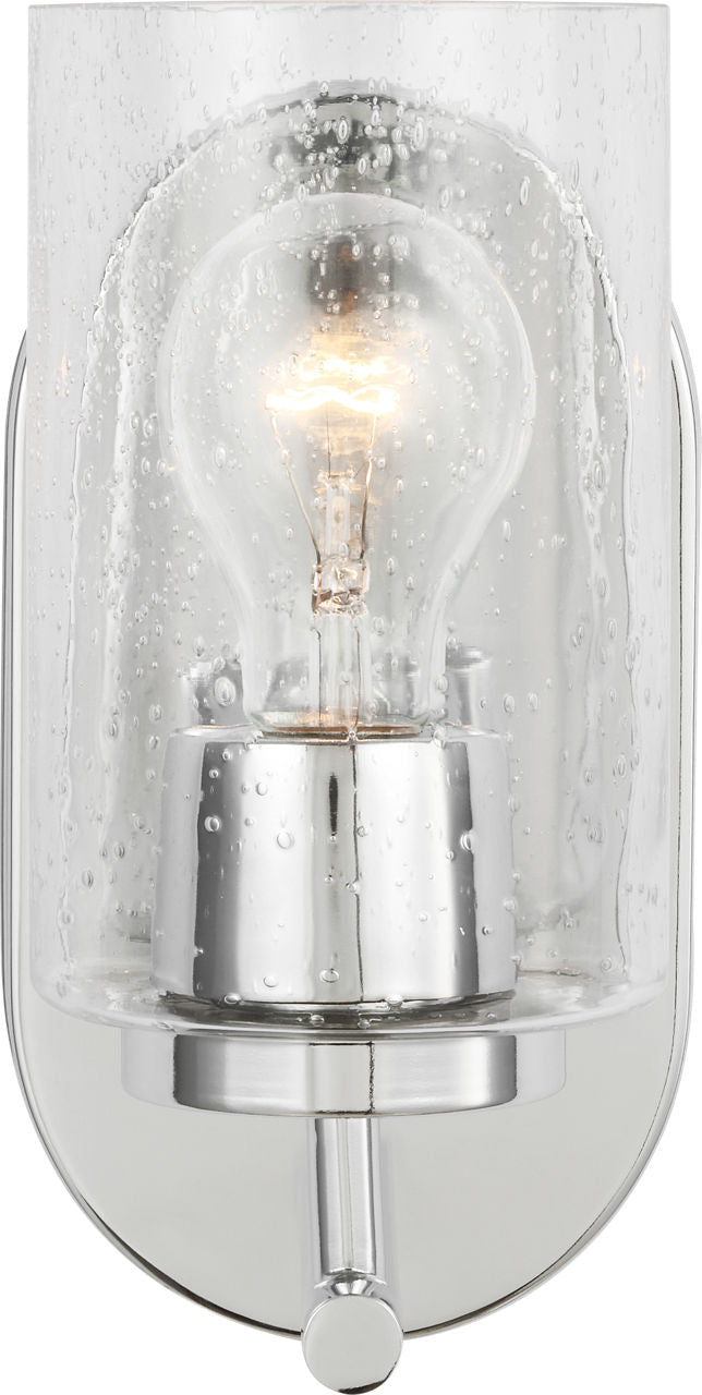 Generation Lighting Oslo 1 light chrome bath sconce wall light with clear seeded glass