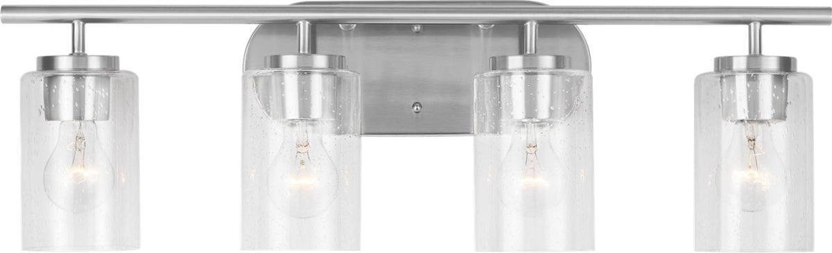 Generation Lighting Oslo 4 light brushed nickel bath vanity wall light with clear seeded glass