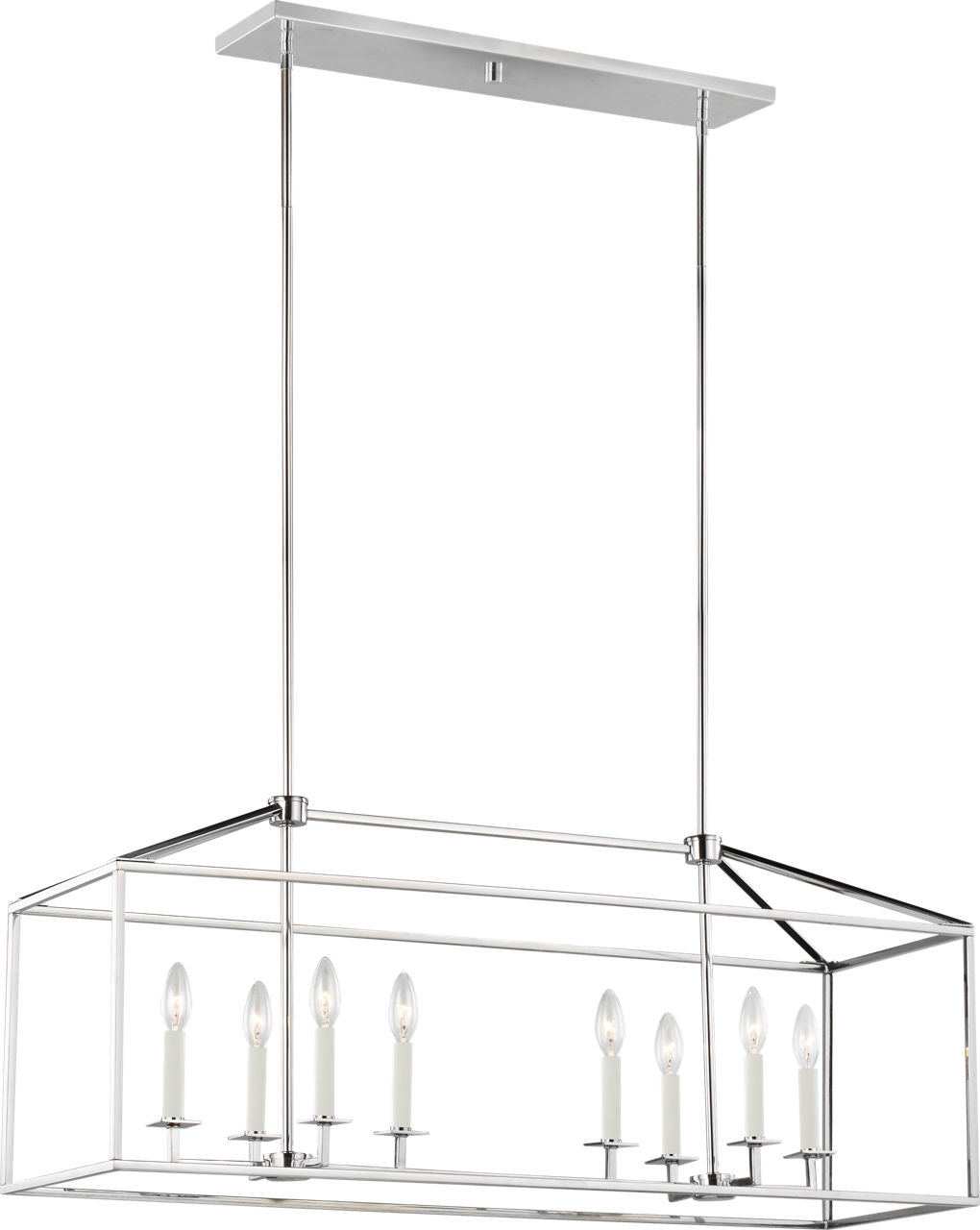 Generation Lighting Perryton 8 light chrome linear lantern ceiling light