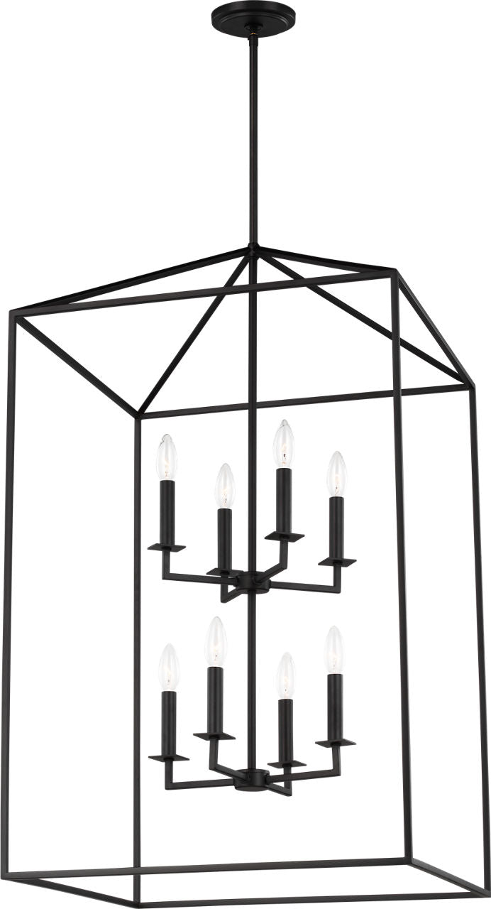 Generation Lighting Perryton 8 light midnight black lantern ceiling light