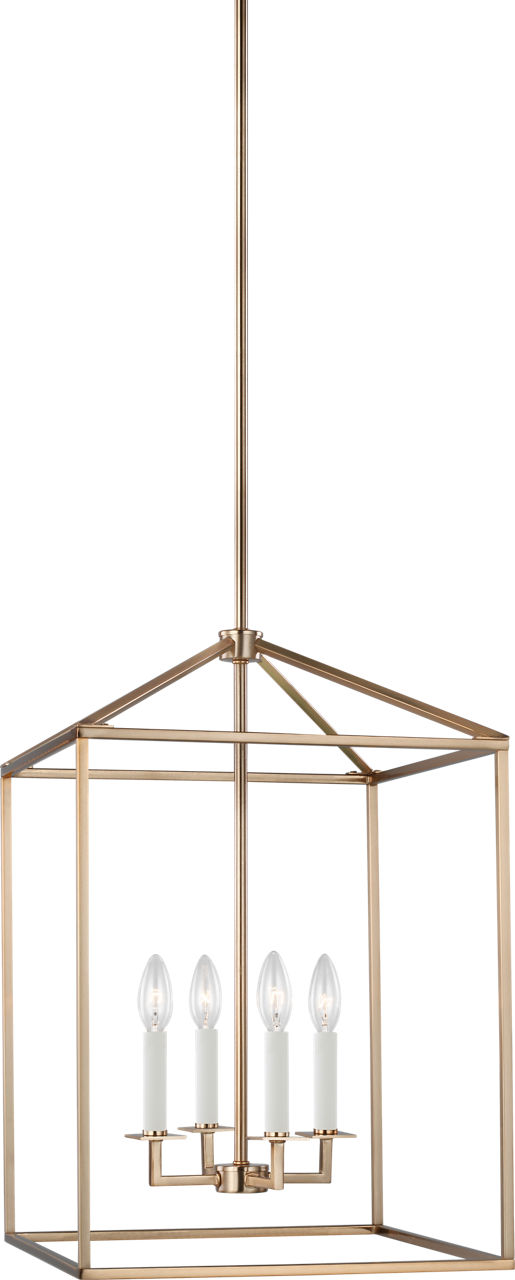 Generation Lighting Perryton 4 light satin brass lantern pendant ceiling light