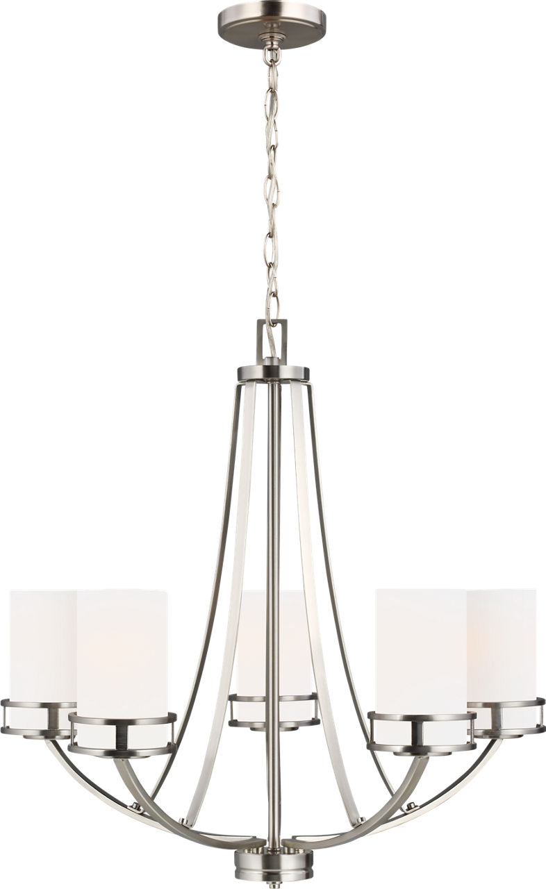 Generation Lighting 3121605-962 Robie 5 Light Brushed Nickel Chandelier Ceiling Light