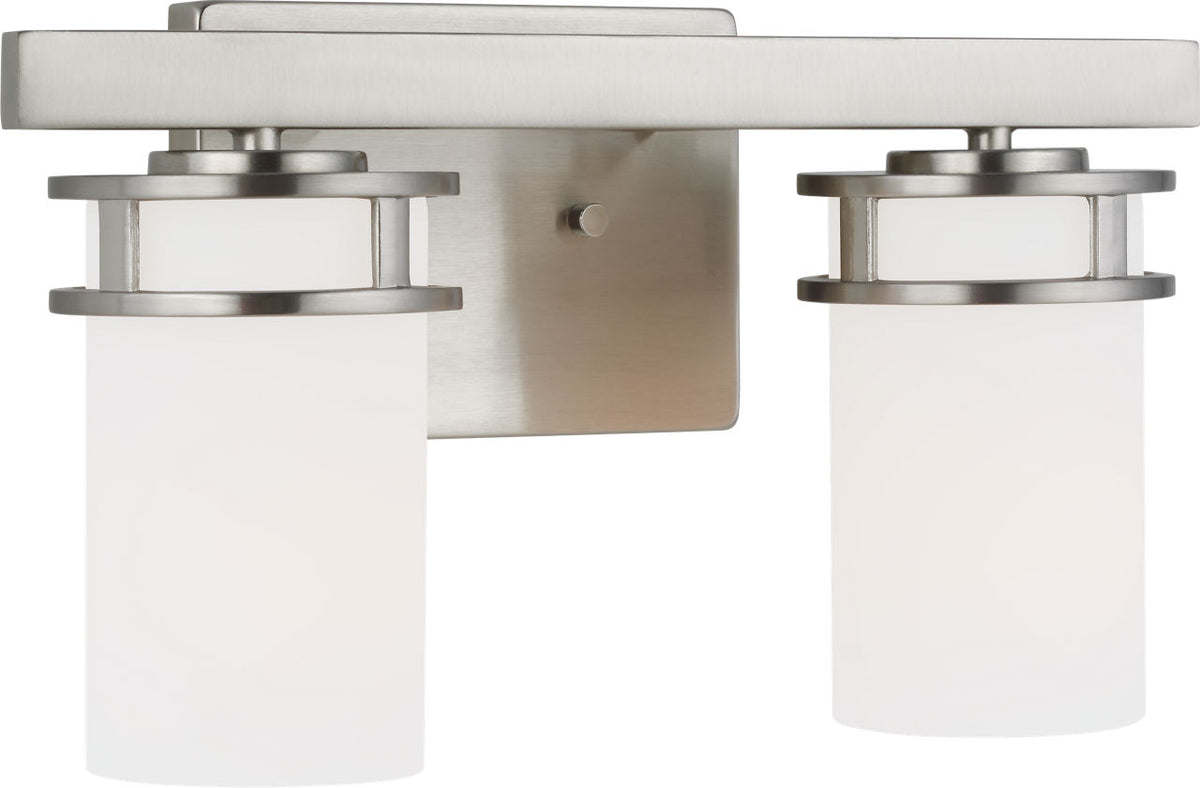 Generation Lighting Robie 2 light bath vanity wall light in brushed nickel