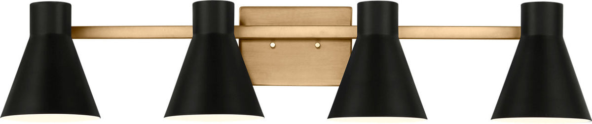 Generation Lighting Towner 4 light satin brass and black bath vanity wall light