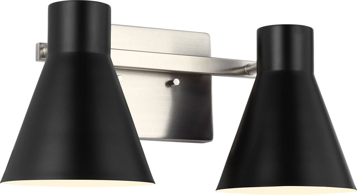 Generation Lighting Towner 2 light bath vanity wall light in black and brushed nickel