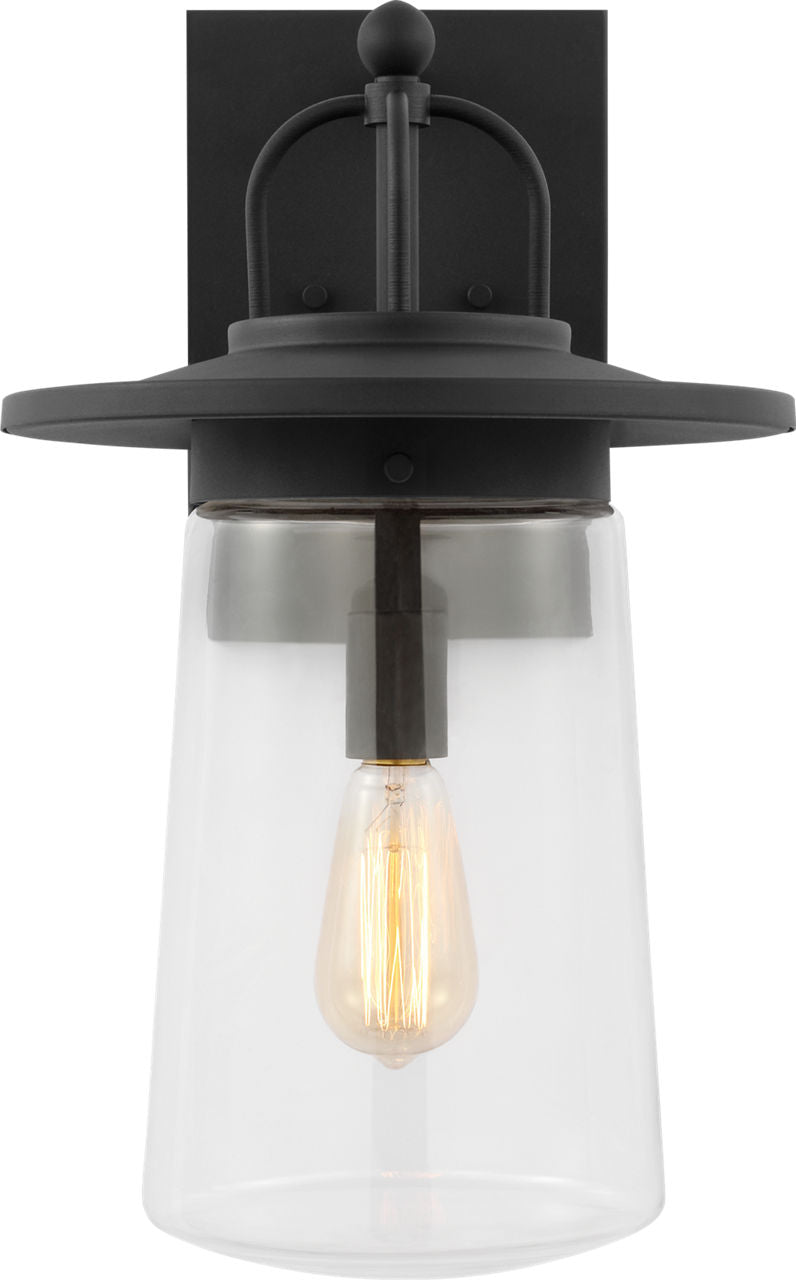 Generation Lighting Tybee 1 light black outdoor wall lantern with clear glass