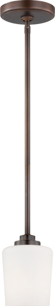 Generation Lighting Windom 1 light bronze pendant ceiling light with etched glass shade