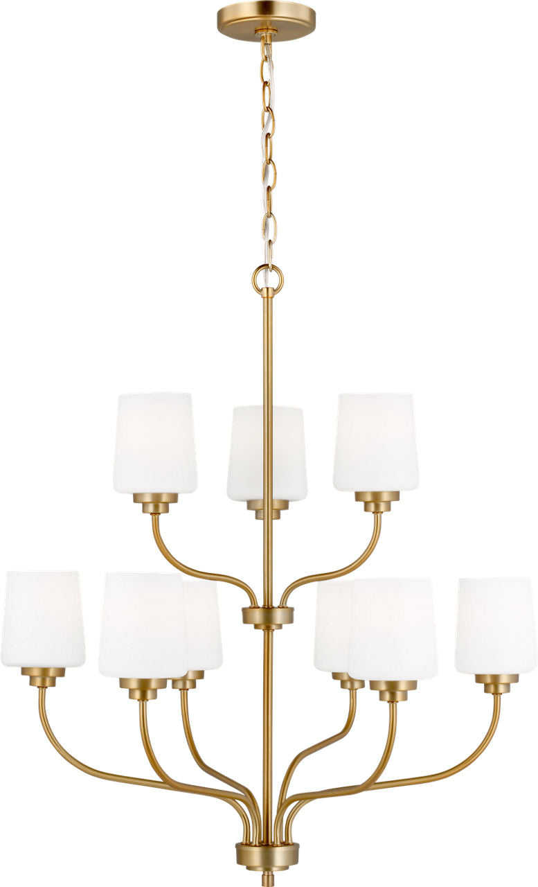 Generation Lighting Windom 9 light satin brass chandelier ceiling light