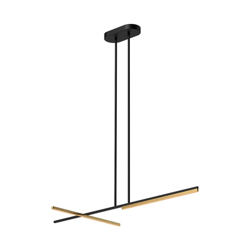 Kuzco Lighting LP28748-BK/BG-UNV Serif 48-in Linear Pendant Ceiling Light - CCT: 3000K - Finish: Black/Brushed Gold
