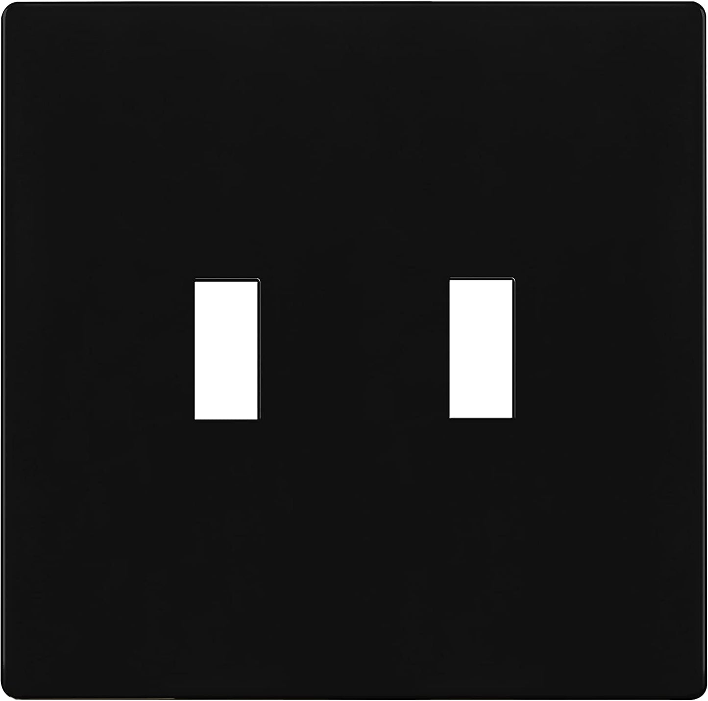 Enerlites SI8812-BK 2-Gang Double Toggle Wall Plate Child Safe Switch Cover, Black Finish