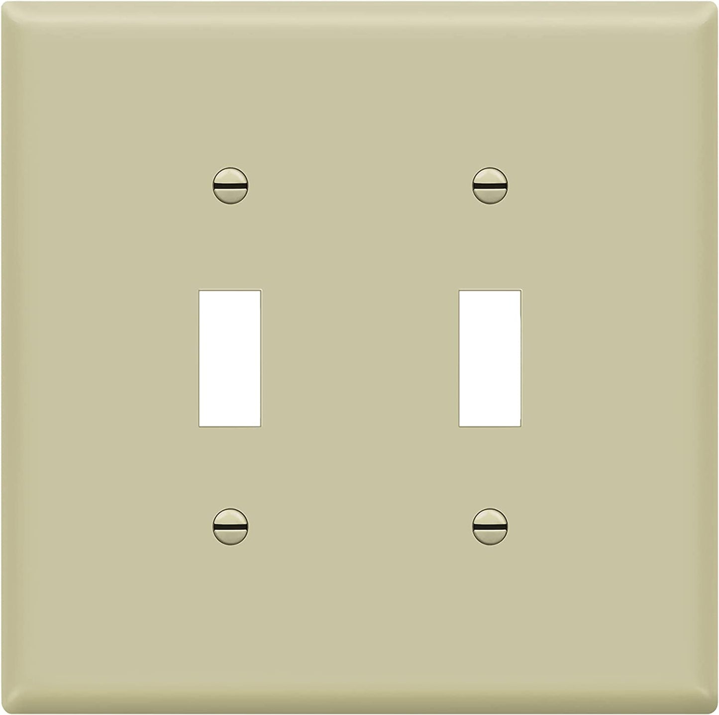 Enerlites SI8812-I 2-Gang Double Toggle Wall Plate Child Safe Switch Cover, Ivory Finish