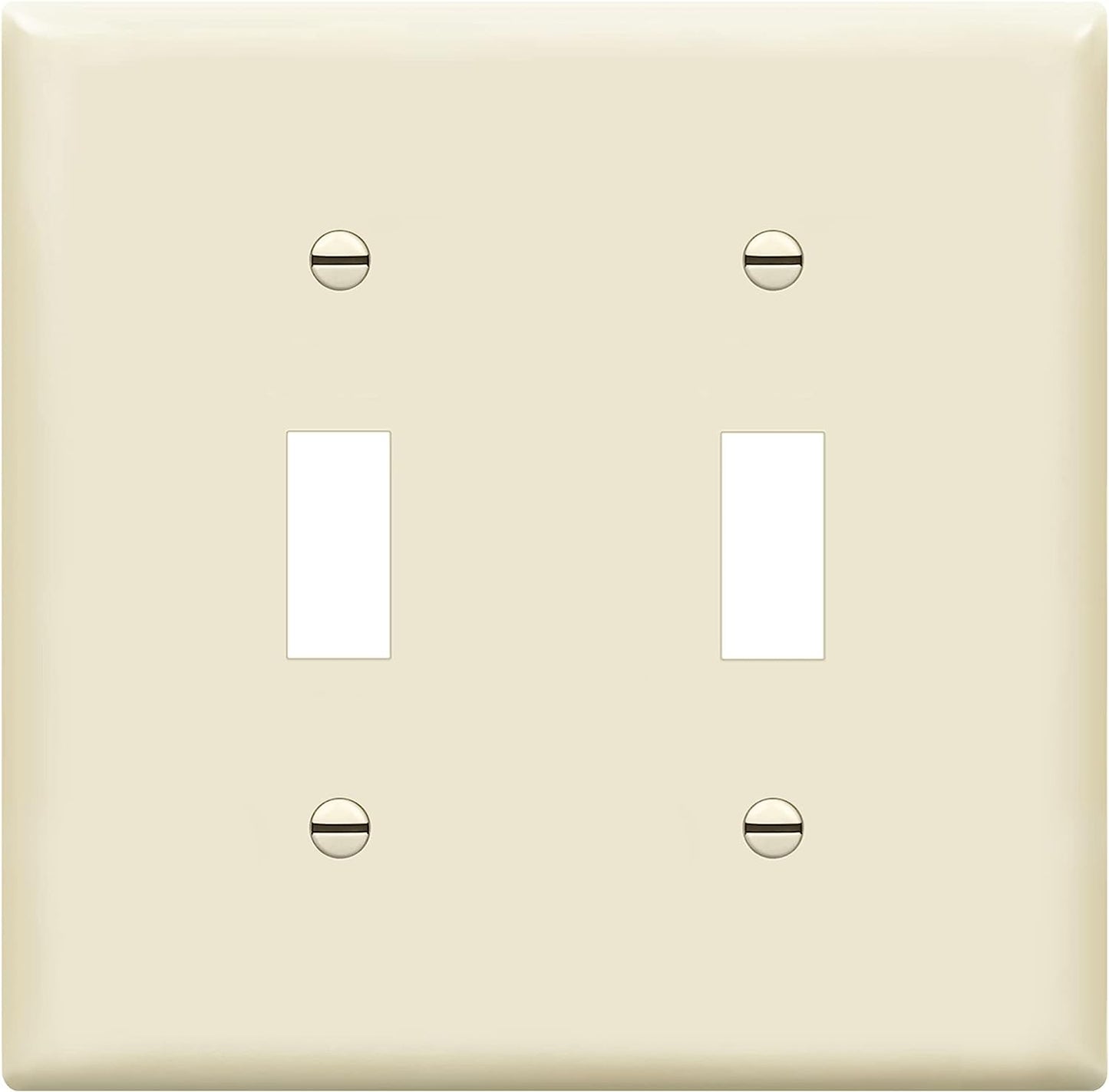 Enerlites SI8812-LA 2-Gang Double Toggle Wall Plate Child Safe Switch Cover, Light Almond Finish