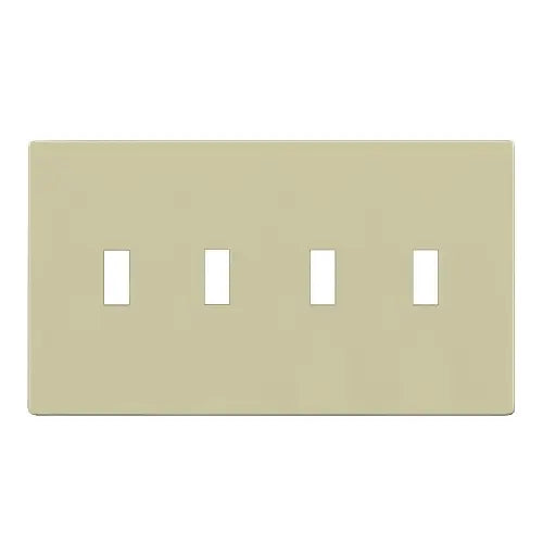 Enerlites SI8814-I Screwless Quadruple Toggle Switch Plate W/ 4-Gang, Ivory