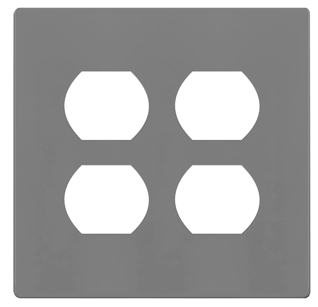 Enerlites SI8822-GY Screwless Duplex Wall Plate, Child Safe Double Receptacle Outlet Cover, Gray
