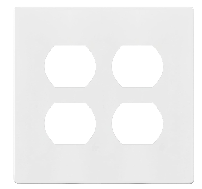 Enerlites SI8822-W Screwless Duplex Wall Plate, Child Safe Double Receptacle Outlet Cover, White