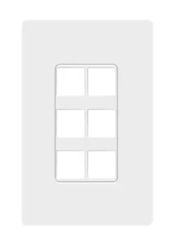 Enerlites SI8876-W 1-GANG SCREWLESS DECORATOR 6-PORT KEYSTONE JACK WALL PLATE