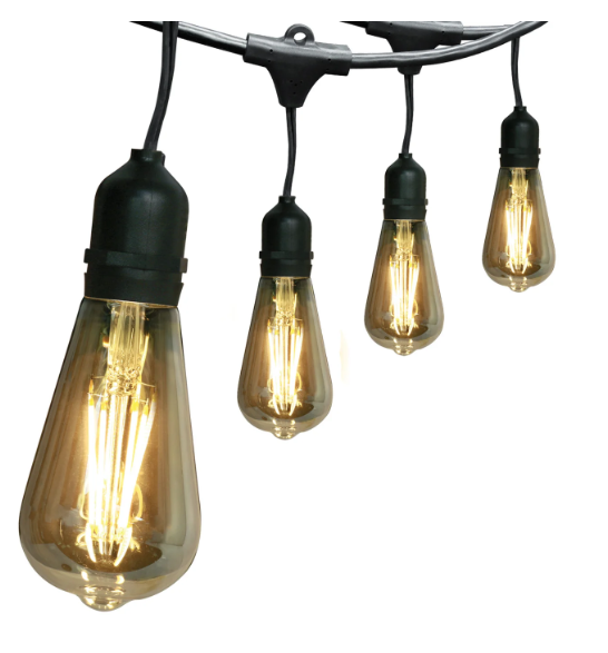 Feit Electric SL30-15/ST19/FIL 15-Light 30-foot Integrated LED String Light With Filament ST19 Color Temperature 2200K, Voltage 120V 4 Pack