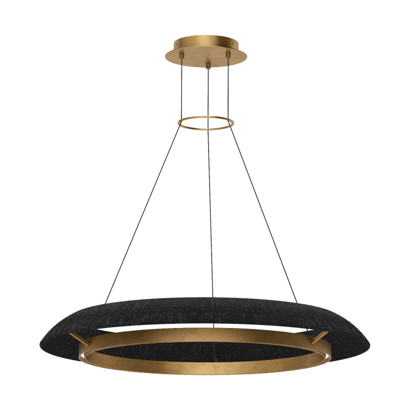Visual Comfort Architectural SLCH55827NTHAB 38.6” Noa Chandelier, Wattage: 75 W, Lumens: 1980 lm, Color Temperature 2700K, Hand Rubbed Antique Brass - Shade: Natural Sea Grass