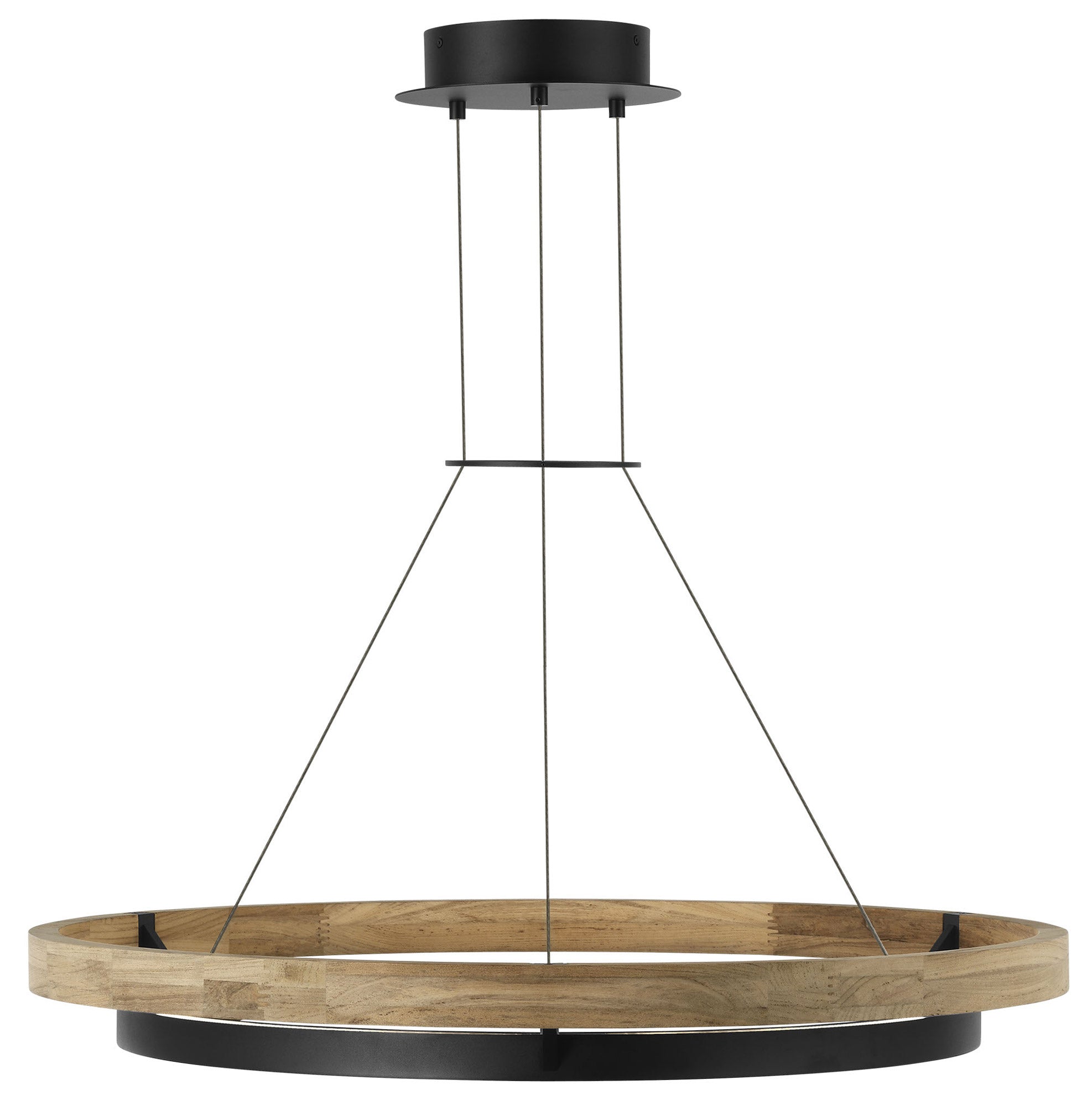 Visual Comfort Architectural SLOCH77830TXBTK Sean Lavin Grace LED 35.8 inch Textured Black and Teak Wood Outdoor Chandelier, 80.3W , 3000K