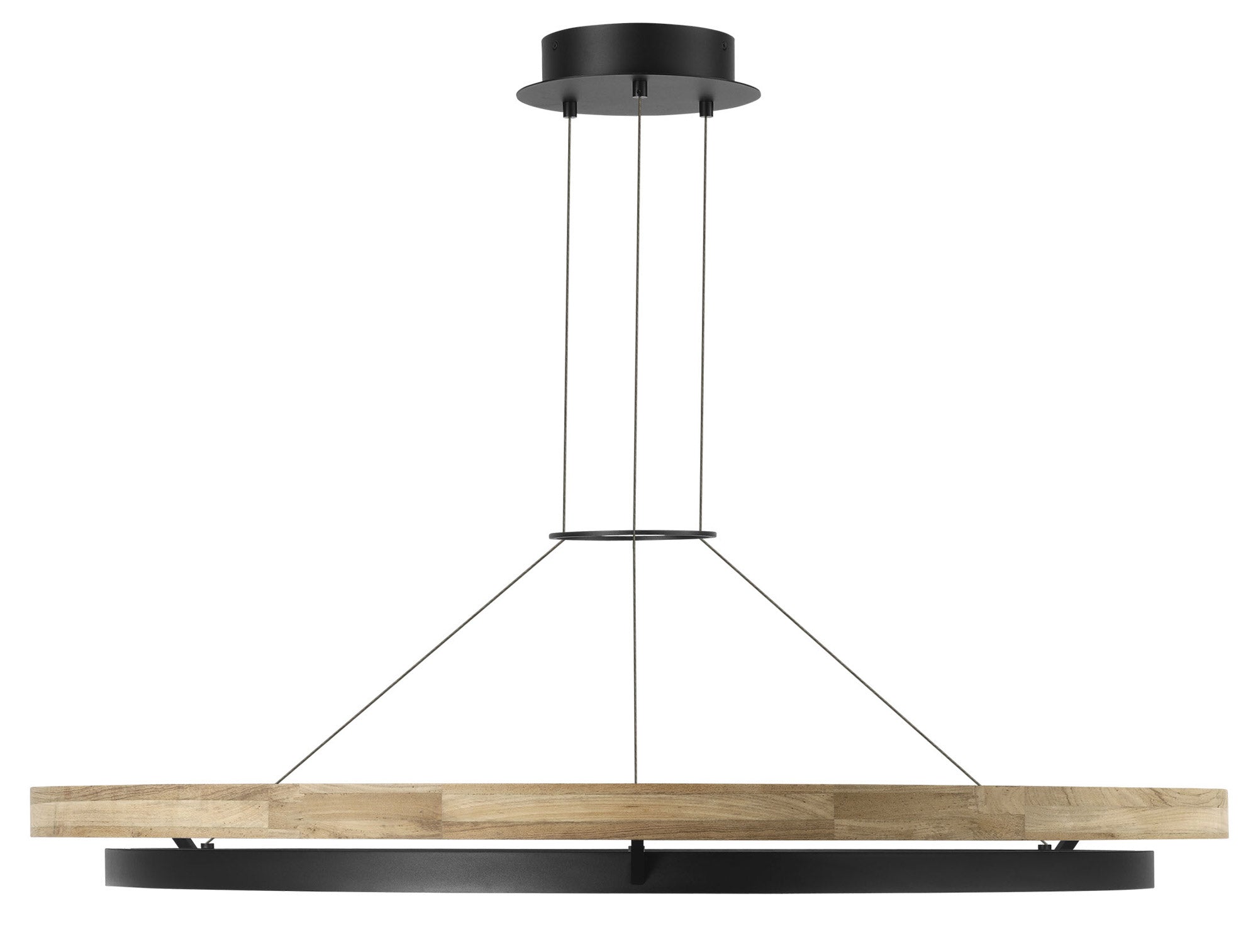 Visual Comfort Architectural SLOCH77930TXBTK Sean Lavin Grace LED 48 inch Textured Black and Teak Wood Outdoor Chandelier, 123.6W , 3000K