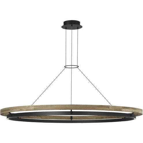 Visual Comfort Architectural SLOCH78030TXBTK Sean Lavin Grace LED 65 inch Textured Black and Teak Wood Outdoor Chandelier, 123.6W , 3000K