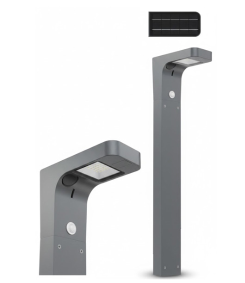 Westgate SOLB-BSP-MS-40K Solar Bollard, Watt 2W, Lumens 380lm, CCT 4000K, Motion Sensor, Graphite Finish, Remote Included