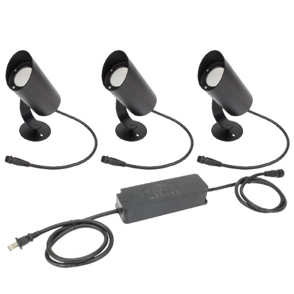 American Lighting SPKPL-LDS-RGBTW-3KIT-BK Spektrum+ 10W RGB + CCT Tunable LED Landscape Light, 3 Kit, Color Temperature 27K-6K, 300 Lumens, Voltage 24V
