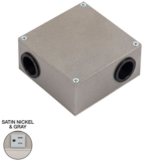 Task Lighting TR-SQ-JB-P-SN Square Junction Box for TR Series Angle Power Strip - Satin Nickel Finish