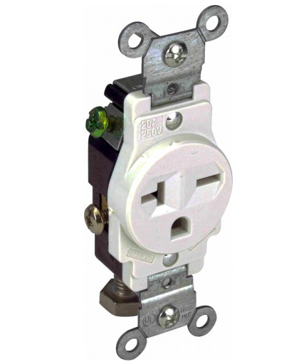 Orbit SR20-250-W 20A,125V Single Receptacle White Finish