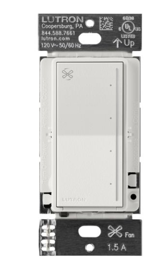 Lutron ST-FSQ-N-MI Sunnata Touch Fan Control, 4-Speed, 1.5A Paddle Fan, AC Motor, Single Pole, Neutral Required, Mist Finish