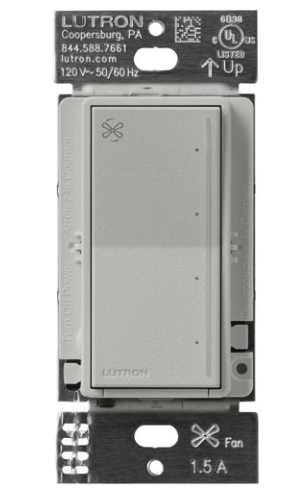 Lutron ST-FSQ-N-PB Sunnata Touch Fan Control, 4-Speed, 1.5A Paddle Fan, AC Motor, Single Pole, Neutral Required, Pebble Finish