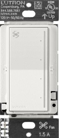 Lutron ST-FSQ-N-SW Sunnata Touch Fan Control, 4-Speed, 1.5A Paddle Fan, AC Motor, Single Pole, Neutral Required, Snow white Finish
