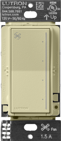 Lutron ST-FSQ-N-SD Sunnata Touch Fan Control, 4-Speed, 1.5A Paddle Fan, AC Motor, Single Pole, Neutral Required, Sand Finish