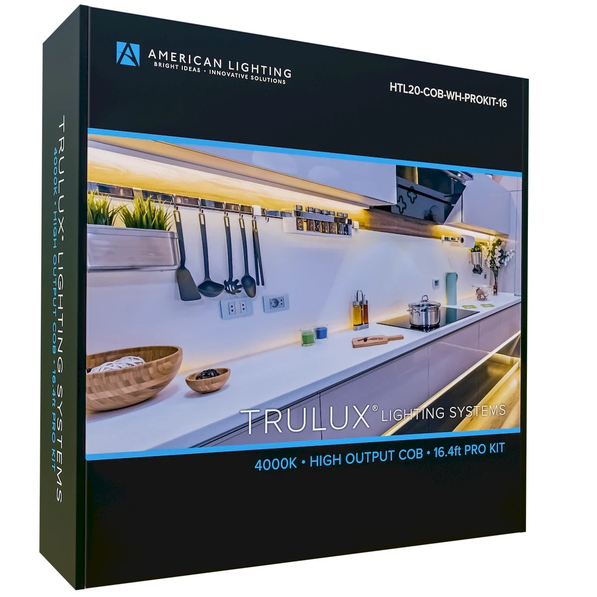 American Lighting STL-COB-UWW-PROKIT-16 Trulux Standard Grade COB LED Tape Light, 16.4FT Reel, Pro Kit, Color Temperature 2700K, Wattage 2.2W / FT, 180 Lumens / FT, Voltage 24V