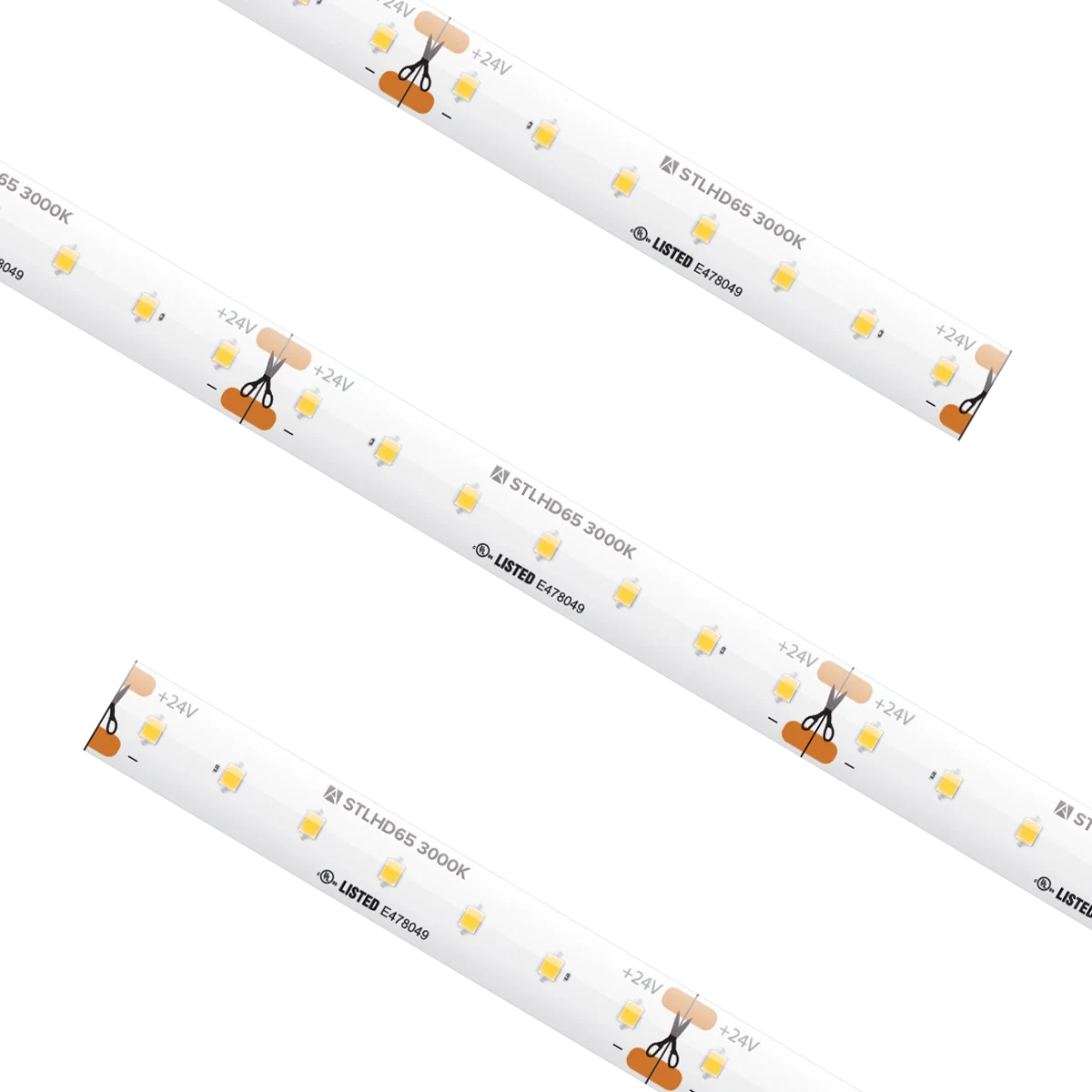 American Lighting STLHD65-WW-CC Custom Cut STLHD TAPE LIGHT, 1.46" CUT INCREMENT, 3000K, 2.19W/FT