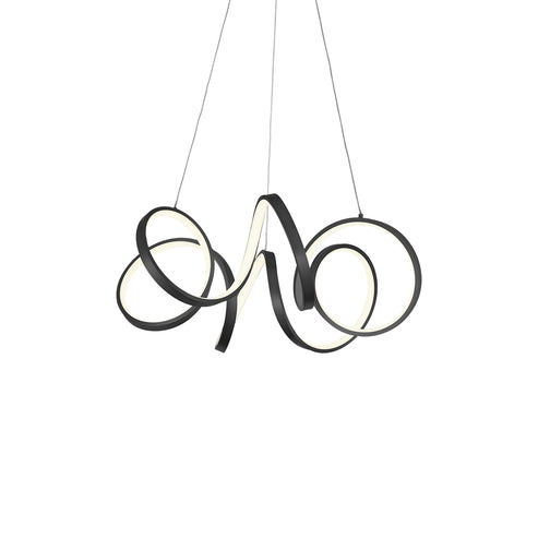 Kuzco Lighting CH93824-BK-UNV Synergy 24-in Chandelier Ceiling Light - CCT: 3000K - Finish: Black