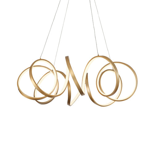Kuzco Lighting CH93834-AN-UNV-010 Synergy 34-in Chandelier Ceiling Light - CCT: 3000K - Finish: Antique Brass
