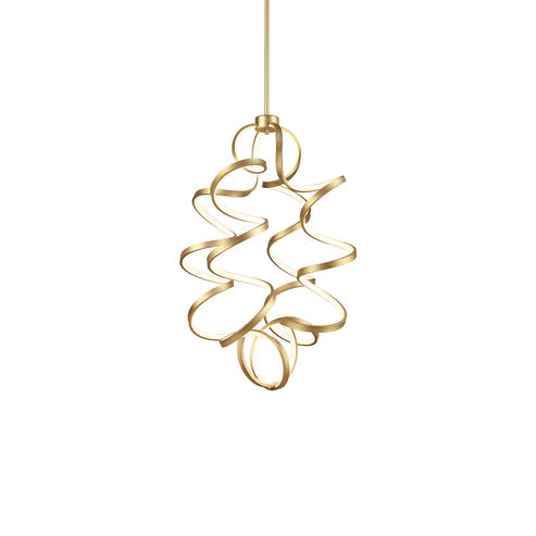 Kuzco Lighting CH93934-AN-UNV-010 Synergy 34-in Chandelier Ceiling Light - CCT: 3000K - Finish: Antique Brass