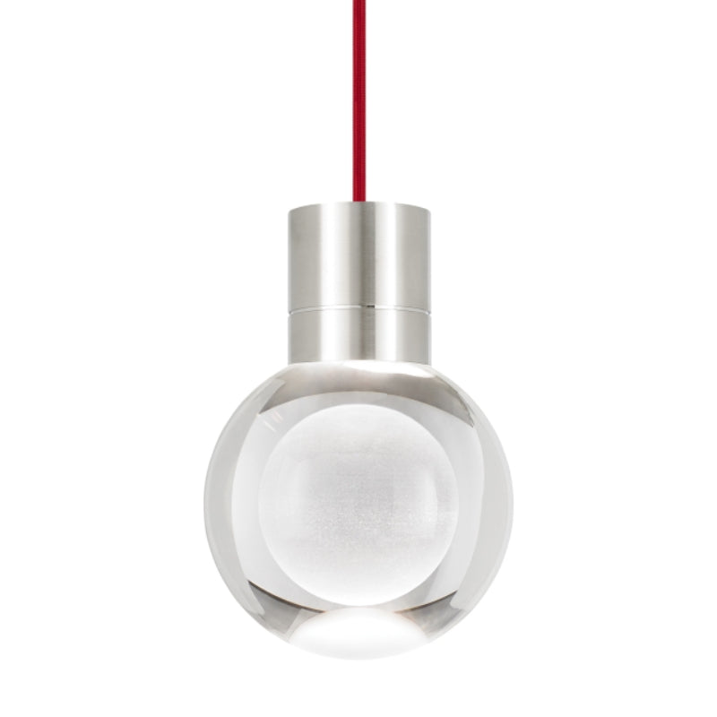 Visual Comfort Architectural 700TDMINAP1CRS-LEDWD Modern 5" Mina 1-lt LED Pendant Ceiling Light - 120V - CCT: 2200K-3000K - Cord Color: Red - Finish: Satin Nickel