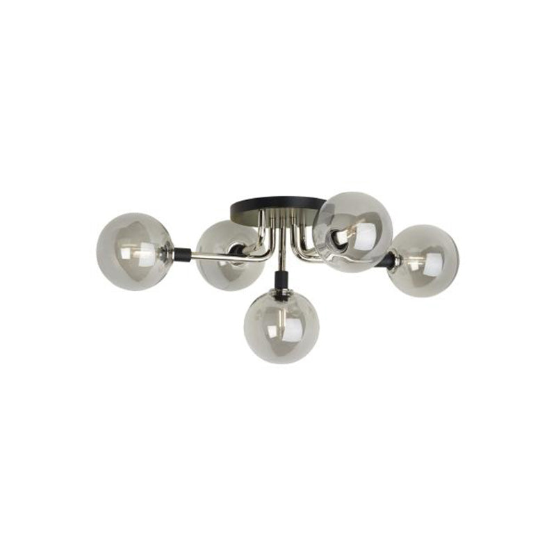 Visual Comfort Architectural 700FMVGOSN Modern 22" Viaggio 5-lt LED Ceiling Light - 120V - Finish: Polished Nickel/Smoke