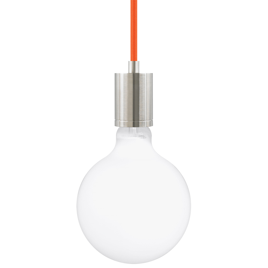 Visual Comfort Architectural 700TDSOCOPM08OS Modern 2" Soco 1-lt Modern Socket Pendant Light - Cord Length: 96" - 120V - Cord Color: Orange - Finish: Satin Nickel