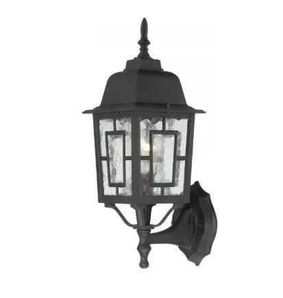 Nuvo 60-3489 17-in Banyan LED Outdoor Wall Lantern w/ Clear Water Glass, 1 Light, Wattage 100W, Textured Black